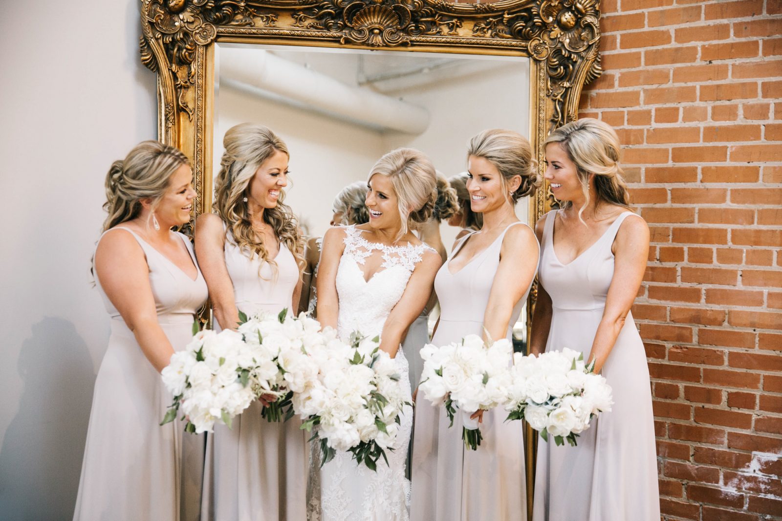 Bride and her bridesmaids enjoying their stress free morning before the ceremony at Monroe Pearson venue