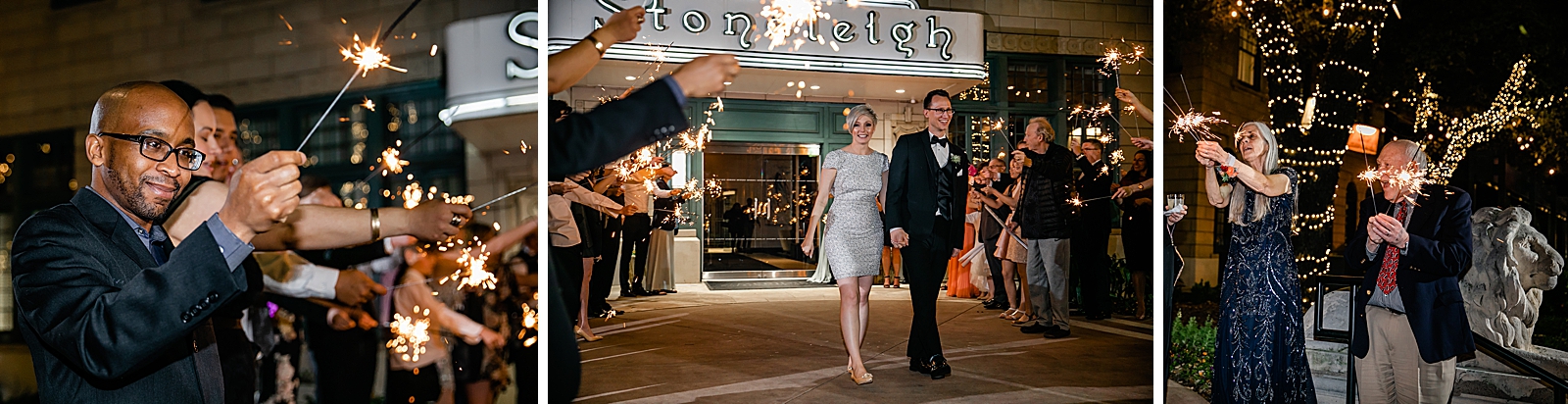 Bride and Groom sparkler exit at Le Meridien Dallas, The Stoneleigh
